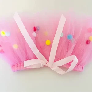 Pink Pom Pom Dog Tutu Skirt - Fluffy Tulle Pet Skirt
