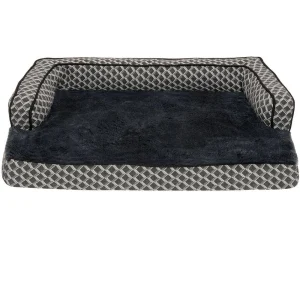 FurHaven Plush & Decor Comfy Couch Cooling Gel Top Short Sided Sofa Pet Bed - Diamond Gray (Small)