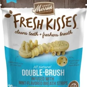 Merrick Fresh Kisses Mint Breath Strips Extra Small Brush Dog Dental Chews - 20 Count - 6 Oz