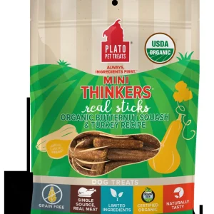 Plato Pet Treats Mini Thinkers Organic Butternut Squash & Turkey Natural Dog Chews - 6 oz Bag