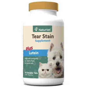 Naturvet Tear Stain Supplement Tablets Cat and Dog Tear Stain Remover - 60 ct Bottle