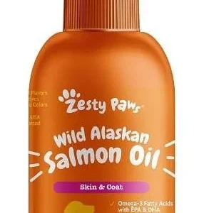 Zesty Paws Skin and Coat Wild Alaskan Salmon Oil Omega-3 Liquid Cat and Dog Supplement