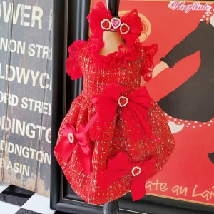 Wooflink Winter Princess Dress in Red