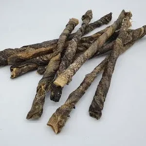 Tickled Pet All-Natural 12" Icelandic Codfish Skin Rolls Dehydrated Dog Chews - Case of 25 Twists