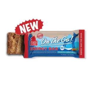 Plato Pet Treats Energy Bar Salmon & Carrot Recipe Soft and Chewy Dog Treats - 12 ct Counter Display Box