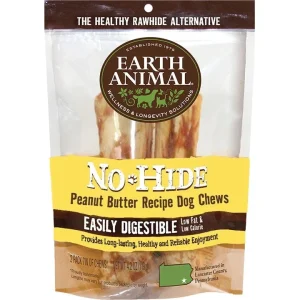 Earth Animal Dog Chews NO HIDE Peanut Butter - 4 Inches - 2 Pack