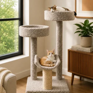 Multi-Level Cat Perch for Window Viewing – Easy-Climb 3-Level Design