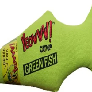 Ducky World Yeowww!® Fish Catnip Toys Green Color 7 Inch