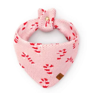 Pink Candy Canes Knit Dog Bandana