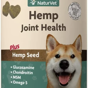 Naturvet Hemp Joint Health Plus Hemp Seed Soft Chew Dog Supplements - 120 ct Jar
