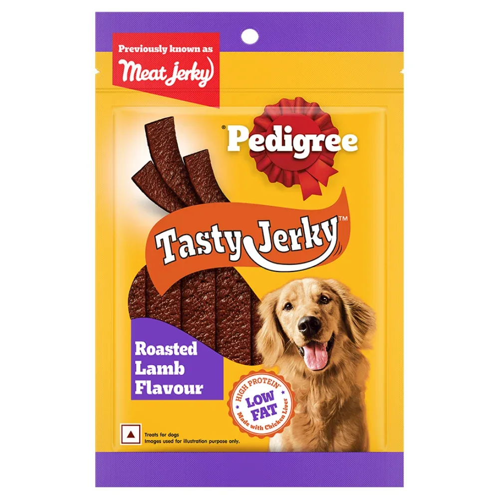 Pedigree Roasted Lamb Tasty Jerky Treat, Pet Vogue Dog-Shaped Plush Toy, & Trixie Hedgehog Ball Vinyl Toy Combo for Dogs - Image 2