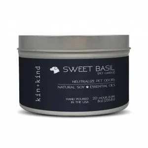 KIN + KIND Odor Neutralizing Cat and Dog Candle - Sweet Basil - 8 oz Jar