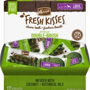 Merrick Fresh Kisses Coconut Oil and Botanicals Large Brush Dog Dental Chews - 12 Count