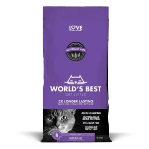 World's Best Cat Litter Purple Bag Multiple Cat Clumping Cat Litter - Lavender - 8 lb Bag - Case of 3