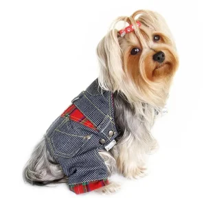 Klippo Stripy Denim Dog Overall with Adjustable Straps & D-Ring