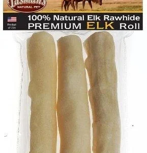 Tasman's Natural Pet Elk Rawhide 6" - 7" Medium Rolls Dog Natural Chews - 3 - Pack