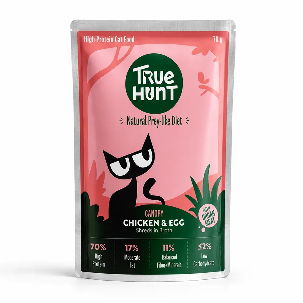 TrueHunt Chicken & Egg Shreds in Broth Healthy Real Meat Cat Wet Food