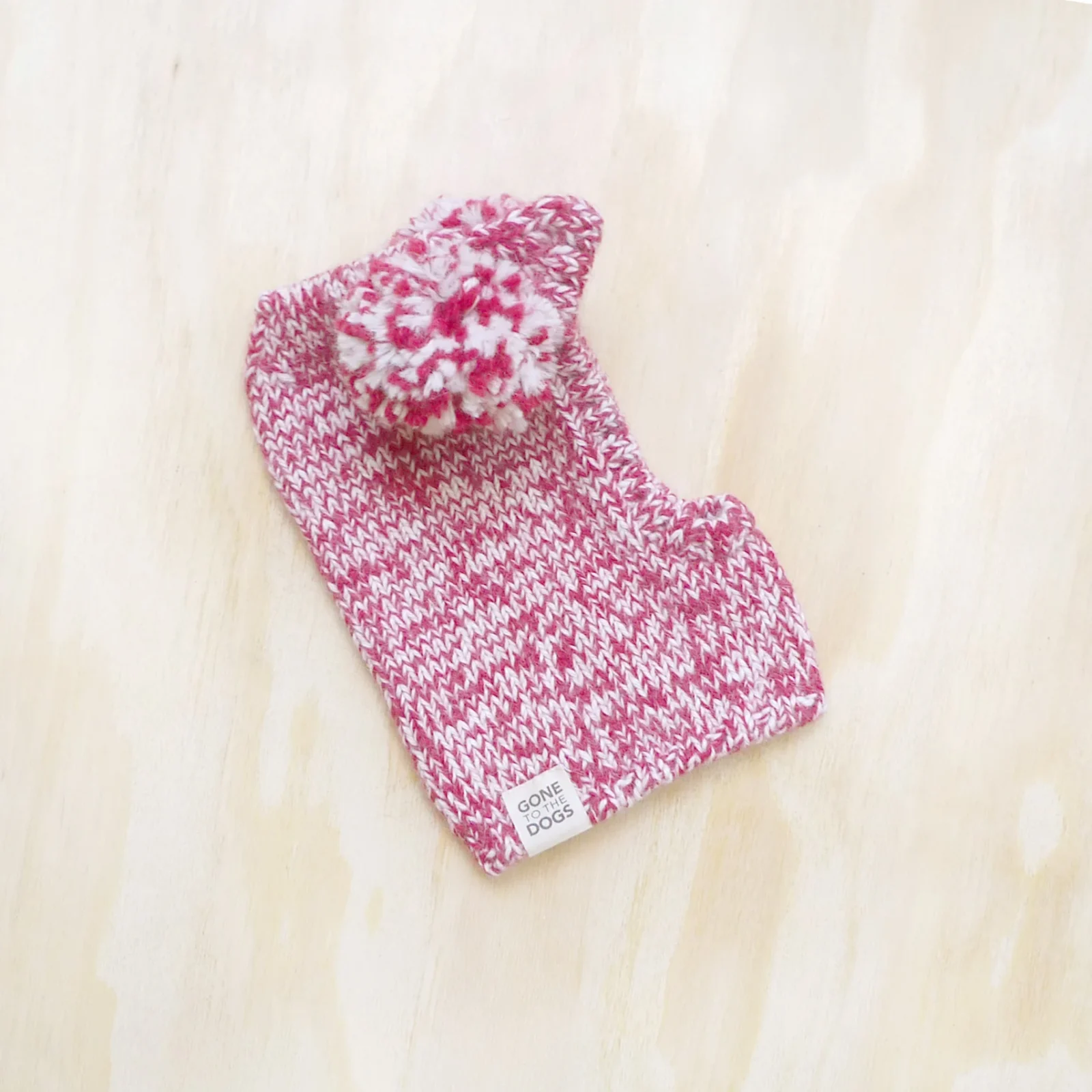 Pom Pom Sweater Hood - Marled Cherry Pink - Image 2