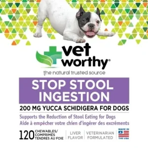 Vet Worthy Stop Stool Ingestion Tablet Cat and Dog Supplement - 120 Capsule Bottle