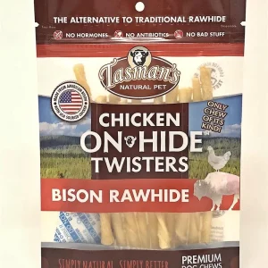 Tasman's Natural Pet Bison Rawhide Bisonhide Chicken Twist Small Dog Natural Chews - 10 Pack