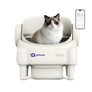 Petverse Automatic Open Top Self Cleaning Litter Box for Cats (White)