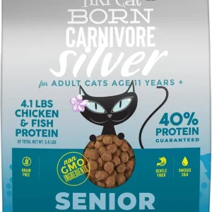 Tiki Cat Born Carnivore Silver Senior Health High-Protein Chicken and Herring Adult Senior Dry Cat Food