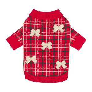 Plaid Bow Dog Christmas Sweater