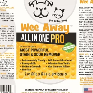 Wee Away All In One Pro - Lemon Cat and Dog Stain and Odor Eliminator - 16 oz Bottle