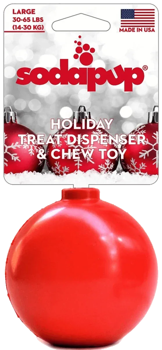 SP Christmas Ornament Durable Rubber Chew Dog Toy & Treat Dispenser
