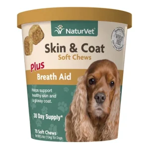 Naturvet Skin & Coat Plus Breath Aid Soft Chew Cat and Dog Supplements - 70 ct Cup