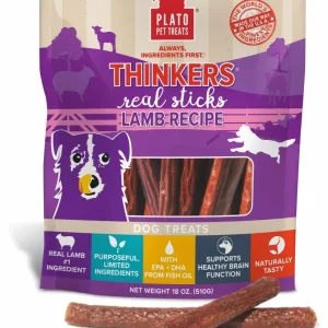 Plato Thinkers Lamb Air-Dried Dog Treat Sticks with EPA & DHA (18 oz)