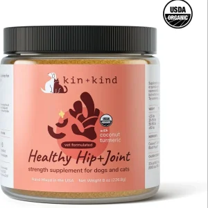 KIN + KIND Raw Superfood Supplements Healthy Hip and Joint Cat and Dog - 8 oz Jar