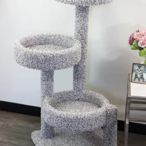 3-Tier Carpeted Cat Tree for Easy Climbing, Lounging & Everyday Comfort