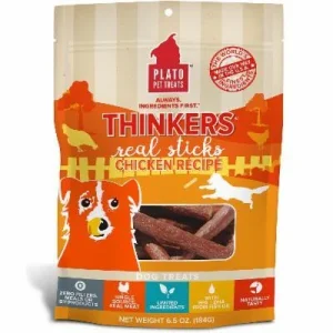 Plato Pet Treats Thinkers Real Sticks Chicken Natural Dog Chews - 6.5 oz Bag