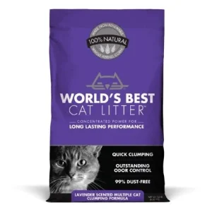 World's Best Cat Litter Purple Bag Multiple Cat Clumping Cat Litter - Lavender - 14 lb Bag - Case of 3