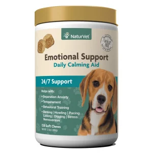 Naturvet Emotional Support Daily Calming Aid 24/7 Support for Dogs Calming Dog Supplements - 120 ct Bottle