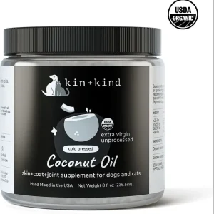 KIN + KIND Raw Superfood Supplements Raw Coconut Oil Cat and Dog - 8 oz Jar