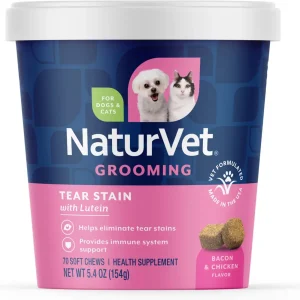 Naturvet Tear Stain Plus Lutein Soft Chews Cat and Dog Tear Stain Remover - 70 ct Cup