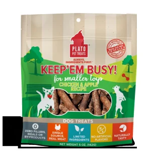 Plato Pet Treats Keep 'em Busy Chicken & Apple Treats for Small Toys Dehydrated Dog Treats - 5oz Bag