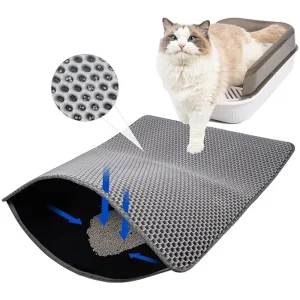 Skatrs Double Layer Litter Mat for Cats (Grey/Black)