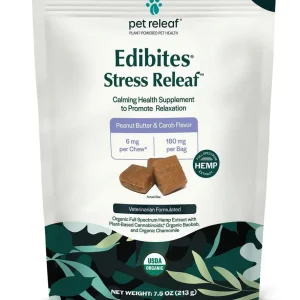 Pet Releaf Edibites Medium/Large Breed Peanut Butter & Carob Swirl Calming Softchew Dog Treats - 7.5 oz Bag