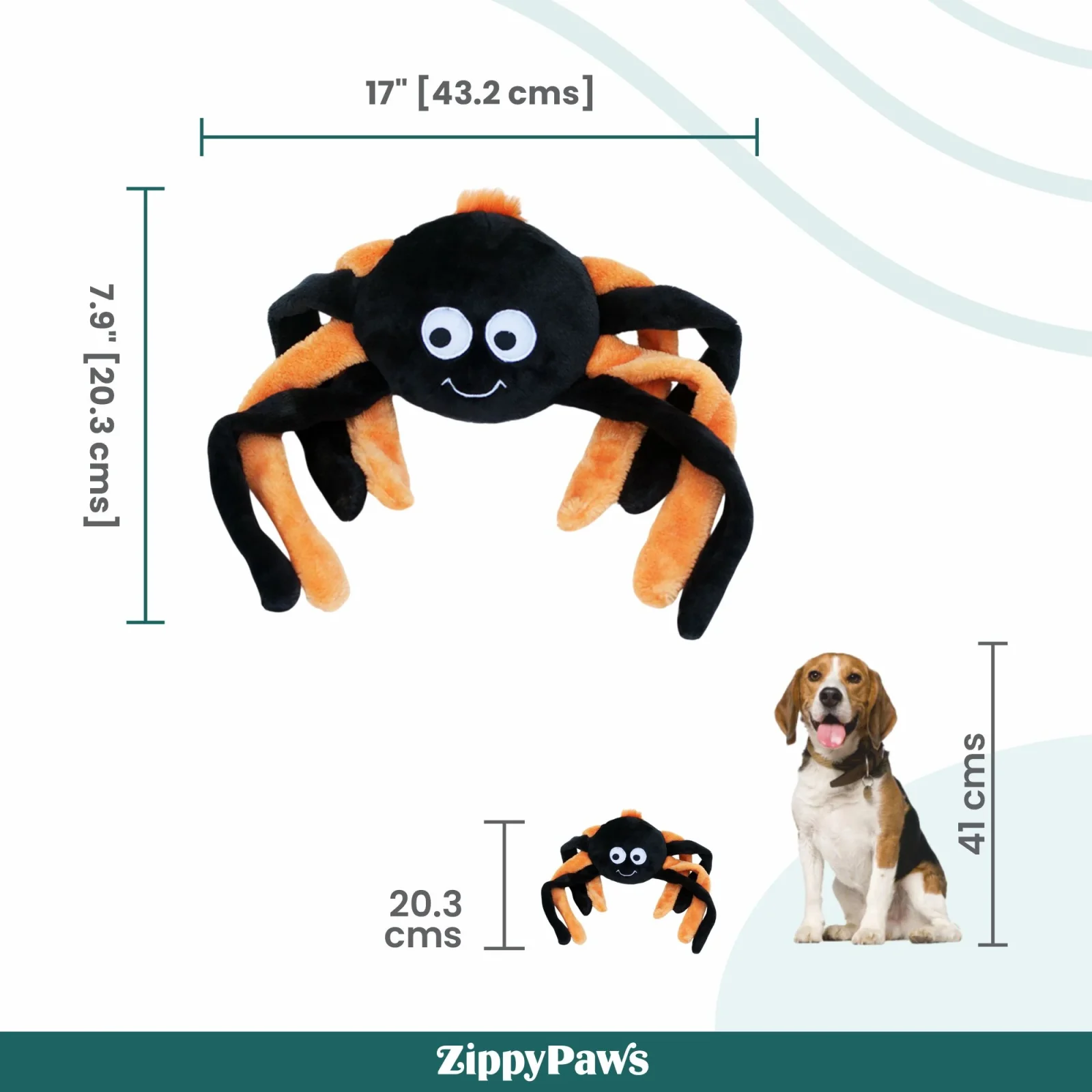 Zippy Paws Halloween Spider Grunterz Plush Toy for Dogs - Image 2