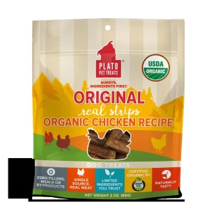 Plato Pet Treats Chicken Strips Natural Dog Chews - 3 oz Bag