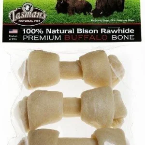 Tasman's Natural Pet Bison Rawhide 4" - 5" Small Bones Dog Natural Chews - 3 Pack
