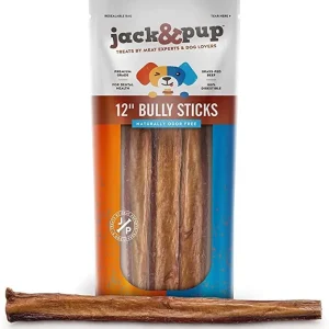 Jack & Pup 12" Bully Sticks BULK Box Dog Natural Chews - Case of 100