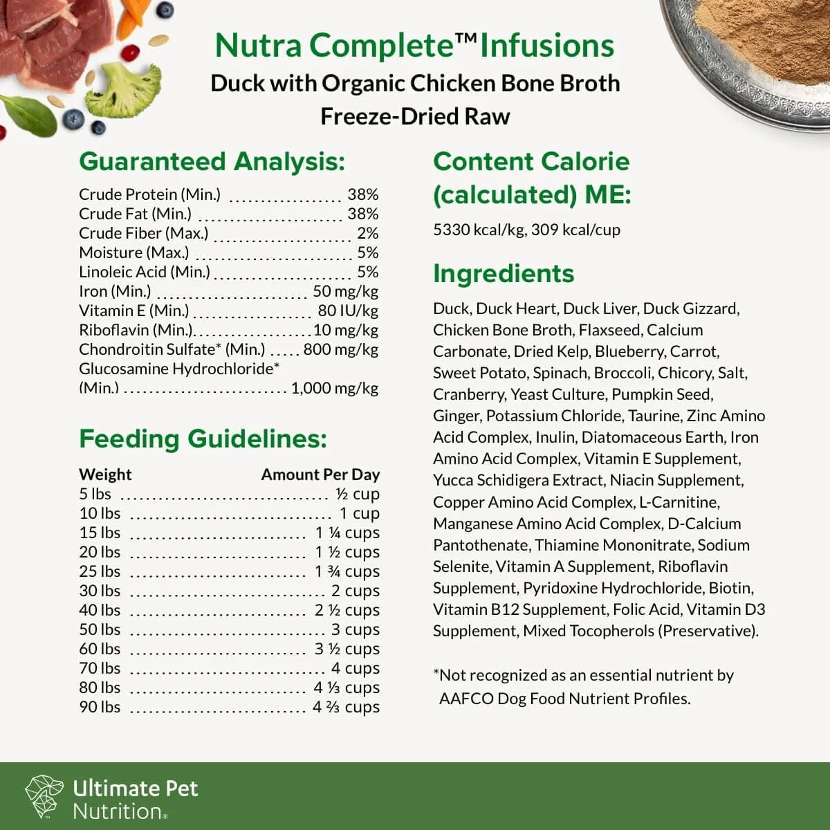 Ultimate Pet Nutrition Nutra Complete Infusions Duck with Organic Chicken Bone Broth Freeze-Dried Raw Dog Food - Image 2