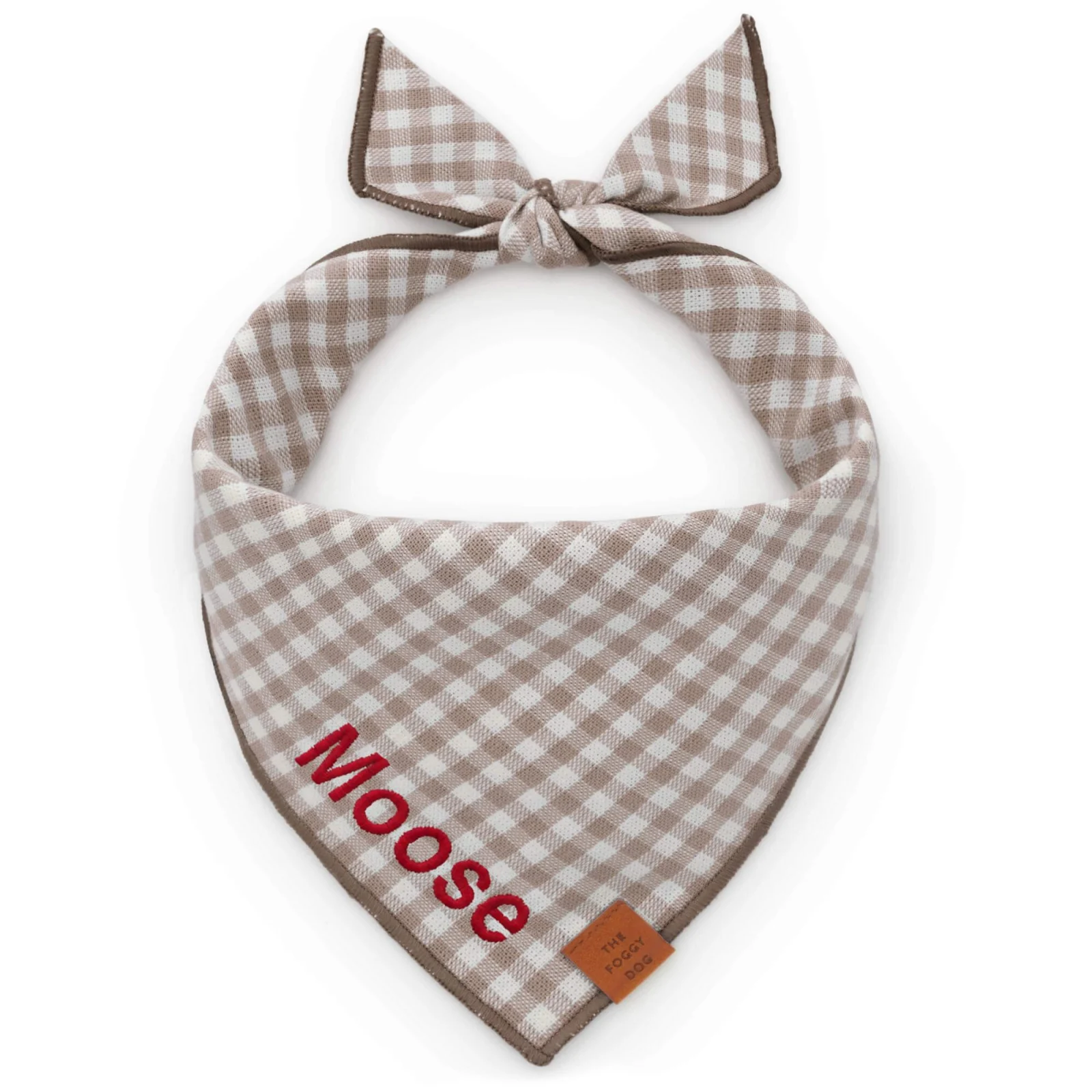 Mushroom Brown Gingham Dog Bandana