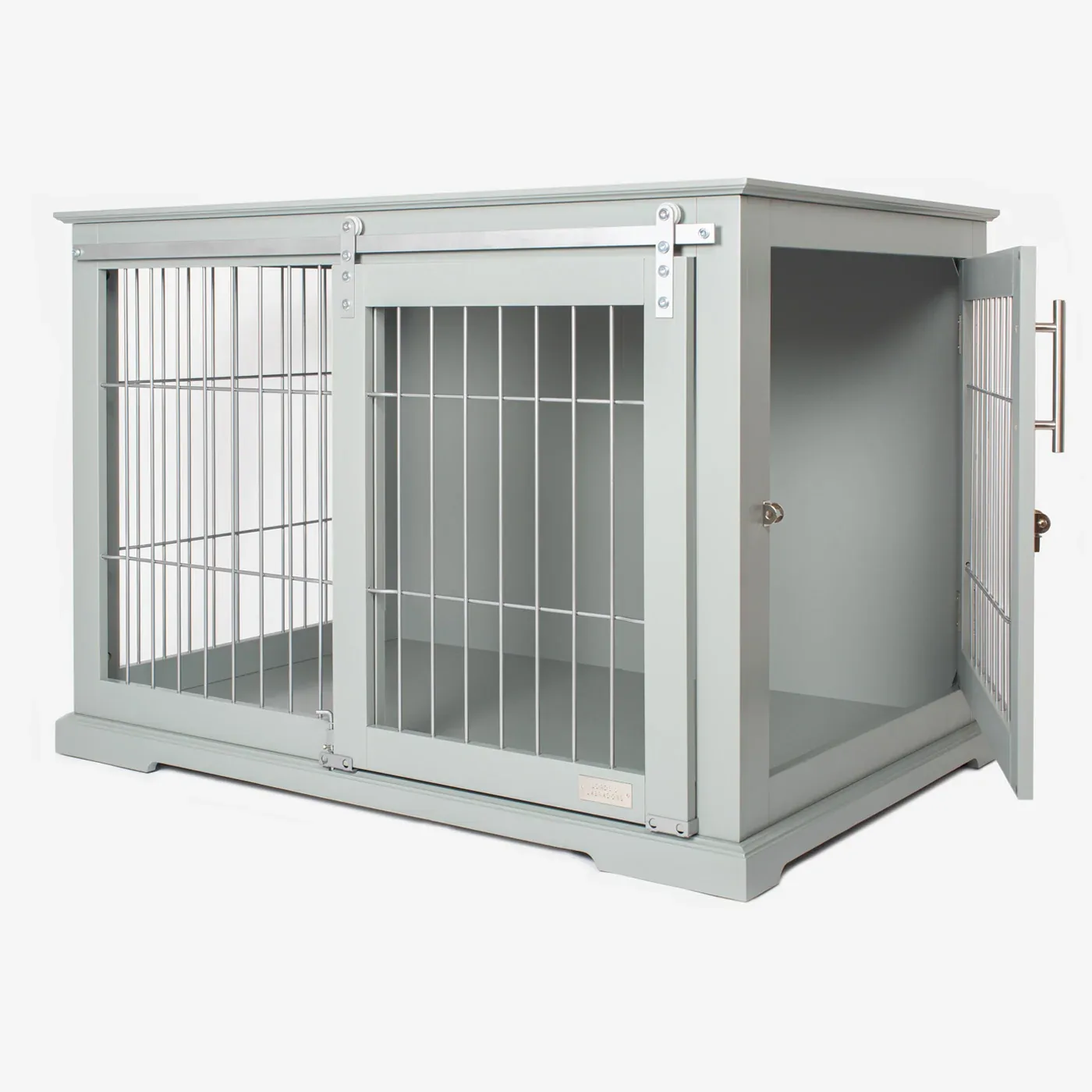 Wooden Sliding Door Dog Crate in Grey by Lords & Labradors - Image 2