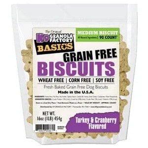 K9 Granola GRAIN FREE Simply Biscuits Turkey & Cranberry - Medium Crunchy Dog Treats - 1lb