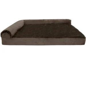 FurHaven Plush & Velvet Deluxe Chaise Lounge Orthopedic Sofa-Style Pet Bed - Sable Brown (Medium)